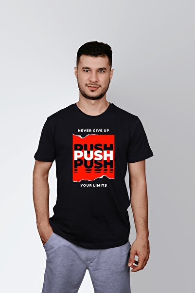 ErTaPassage Negru pentru bărbați cu imprimeu tricou - Never Give Up, limitat ...