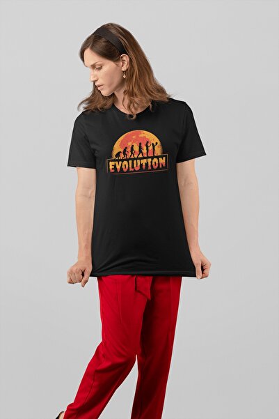 ErTaPassage Black Creepy Evolotion cu imprimeu Femei tricou - T4381483