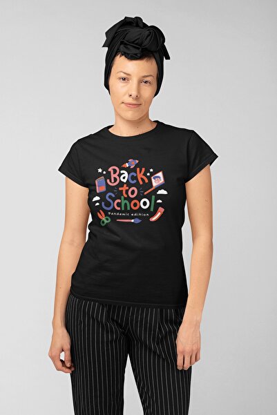 ErTaPassage Μαύρο γυναικείο μπλουζάκι Back to School με τύπωμα - T1382039