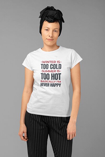 ErTaPassage Alb Nu sunt fericit cu imprimeu Femei tricou - T7638718