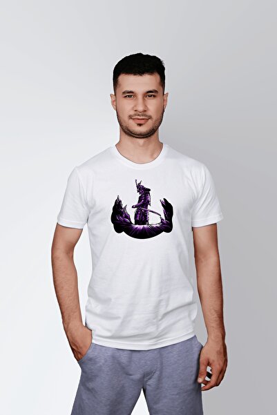 ErTaPassage Ανδρικό μπλουζάκι White Samurai Skull με τύπωμα Standard T7362216