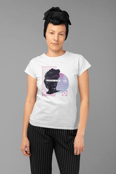 ErTaPassage Λευκό μπλουζάκι oversized - Digital Love με τύπωμα , Γυναικείο, T...