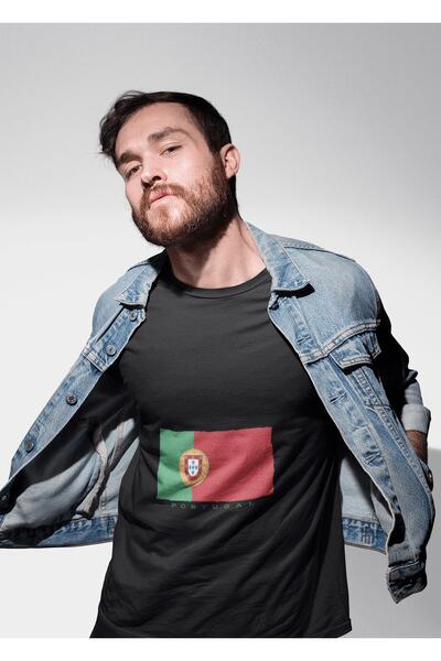 ErTaPassage Crna Portugalija Štampano Muškarci T-shirt - T7990418