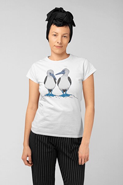ErTaPassage Λευκό Μπλε Bubi με τύπωμα oversized Γυναικείο T-shirt - T4289296