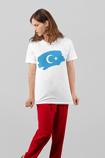 ErTaPassage Steagul alb al Uygurilor cu imprimeu Femei tricou - T1862299