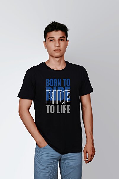ErTaPassage Born To Ride pentru bărbați, negru cu imprimeu tricou - T5390612