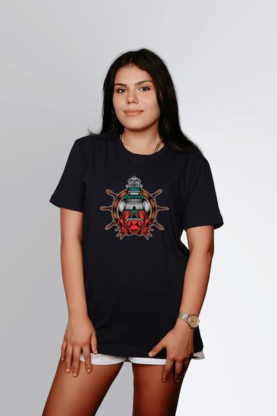 ErTaPassage Crab negru cu imprimeu supradimensionat Femeie tricou - T4694082