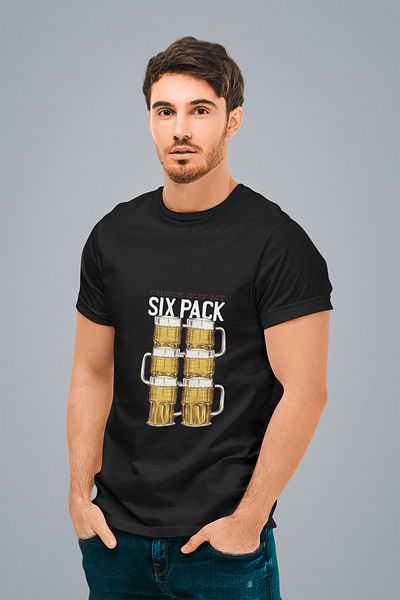 ErTaPassage Ανδρικό μπλουζάκι Black Six Beers Printed Standard T-shirt 8235314