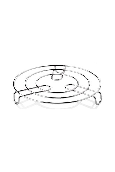 AK TEMİZLİK Stainless Round Metal Trivet - Solid Design