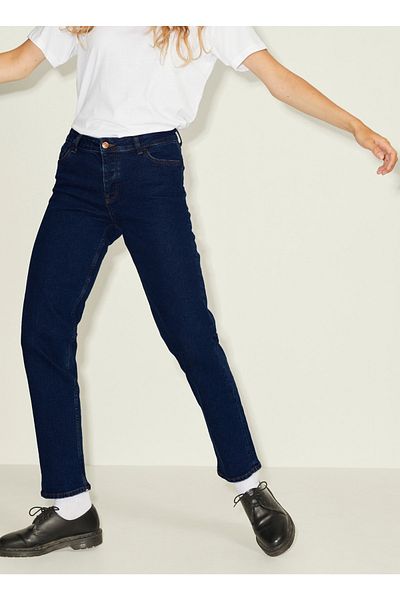 JJXX Jxseoul Straight Mw Cc3001 - Pantaloni de blugi pentru femei albastru închis, talie normală