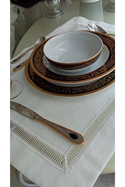 Lilies Atelier Keten Krem Renk Kolber Detaylı Luxury 35 X 45 Amerikan Servis ...