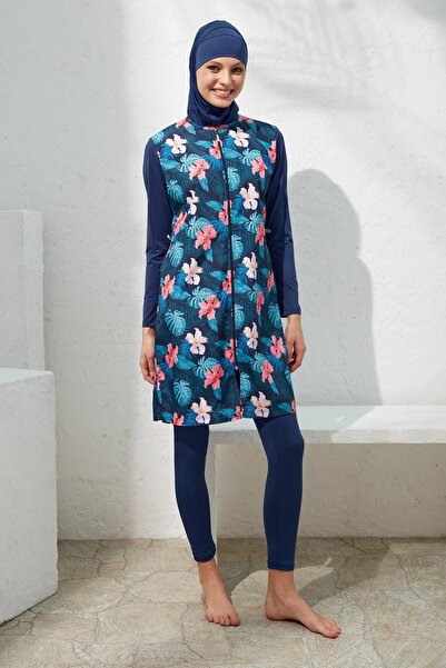 Pierre Cardin Uzun Kol Desenli Paraşut Fermuarlı Tesettür Mayo 221901