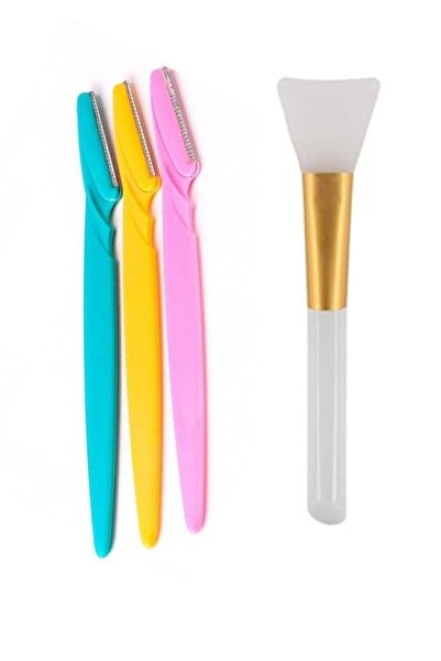 Vi Caro Siyah Nokta Temizleyici Fırçası Peeling 4 Parça Sivilce Akne Komedon Maske Fırçası 3'lü Kaş Usturası