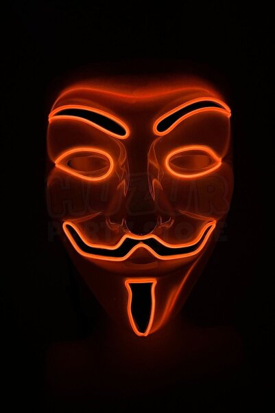 Huzur Party Store V For Vendatta Maske 3 Fonksiyonlu Turuncu Neon Işıklı Hall...