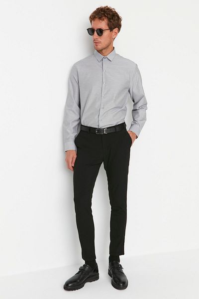 Trendyol Collection Černé Slim Fit kalhoty italského střihu Chino Fabric TMNAW23PL00034