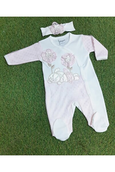 Sönmez Baby Sevimli Tavşan Tüllü Penye Tulum Ve Saç Bandı Bebe Kız Takım