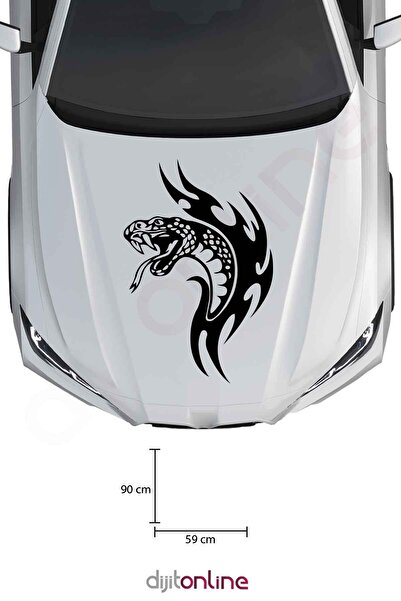 Dijitonline Yılan Kaput Şerit Oto Sticker Araba Sticker 90x59 Cm