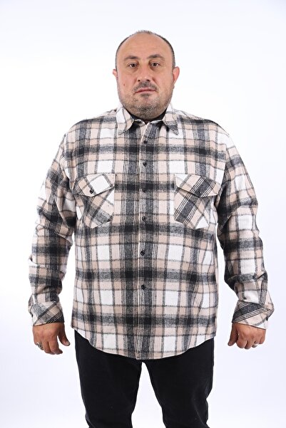 Starbattal حجم كبير حطاب جيب مزدوج كبير منقوش 22216-بيج