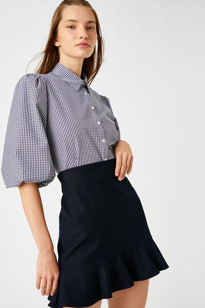 Koton Kadın Mor Ekose Gömlek 3WAL60006IW