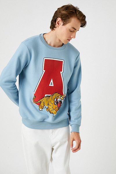 Koton Men's Light Indigo Sweatshirt 3WAM70486MK