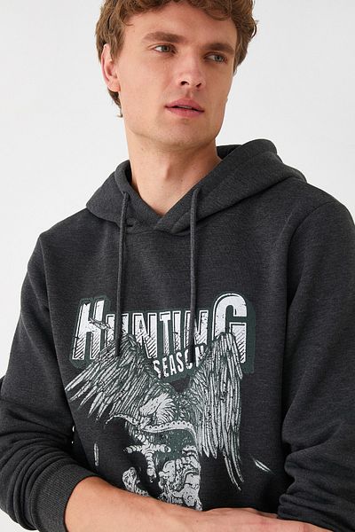 Koton Anthrazitfarbenes Herren-Sweatshirt 3WAM70578MK