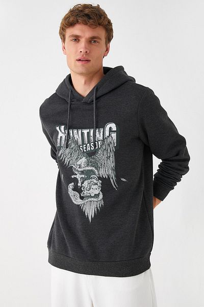 Koton Anthrazitfarbenes Herren-Sweatshirt 3WAM70578MK