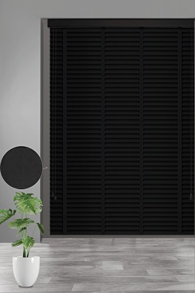 TechstorPerde 50mm Hazır Ölçü Mat Siyah Polywood Jaluzi