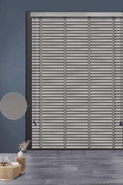 TechstorPerde 778- Damarlı Gri Zincirli Sistem Polywood Ahşap Jaluzi