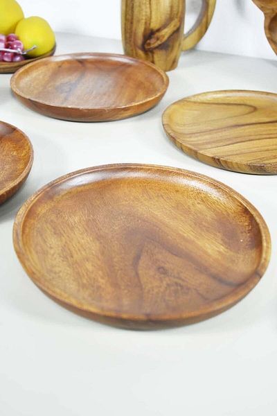 SepetçiBaba Acacia Round Cake Plate 20 cm