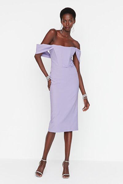 Trendyol Collection Dress - Purple - Off-shoulder