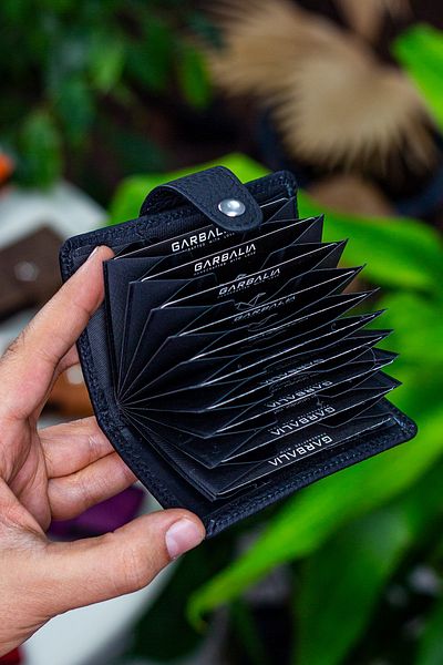 Garbalia Adanus Genuine Leather Black Accordion Card Holder