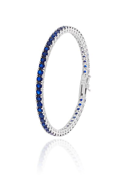 Midyat Nurtaş Gümüş Su Yolu Model Safir Taşlı Gümüş Bileklik 201021252