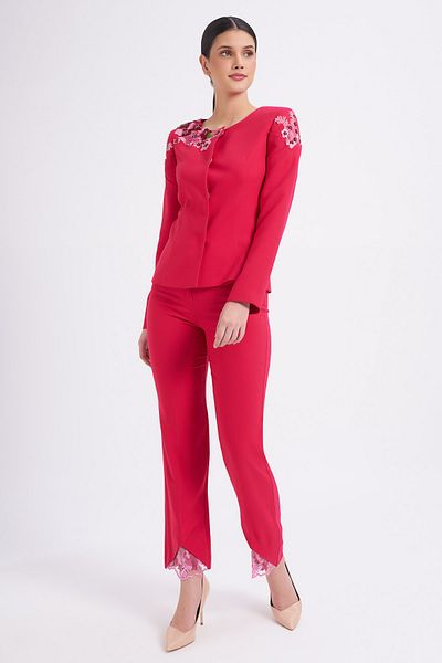 Balizza Blz-collar and Shoulder Flower Embroidered Jacket