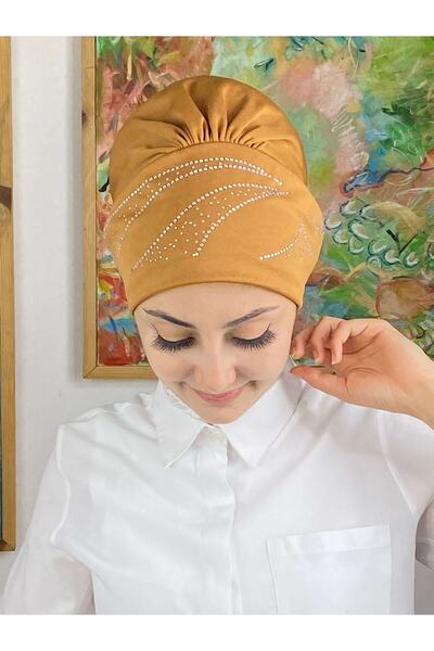 BUTİKAMBAR Yay Model Taşlı Toprak Rengi Bone