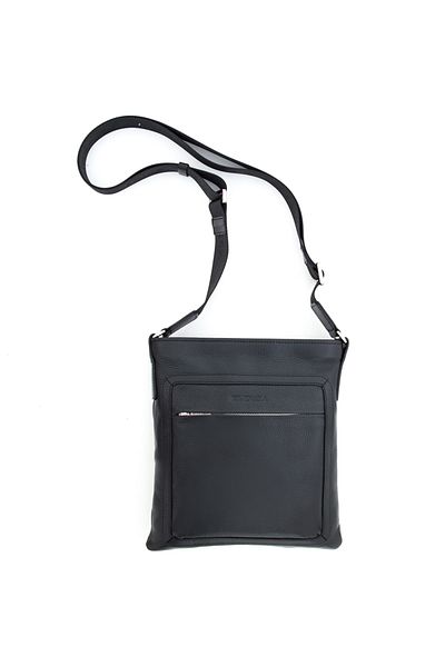 Eminsa Men's Black Genuine Leather Thin Shoulder Bag