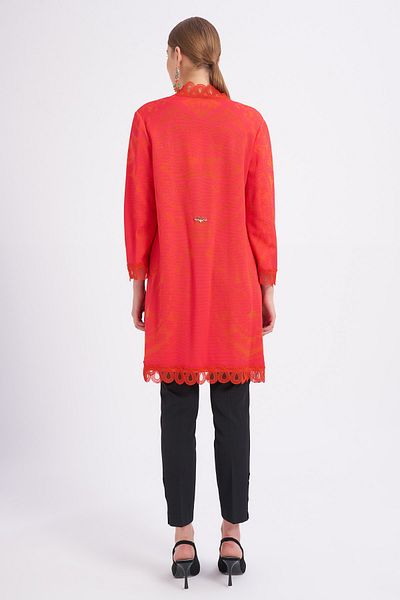 Balizza Blz- Patterned and Guipure Detailed Trench Coat