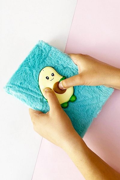 muustie Cute Squishy Plush Avocado Striped Notebook
