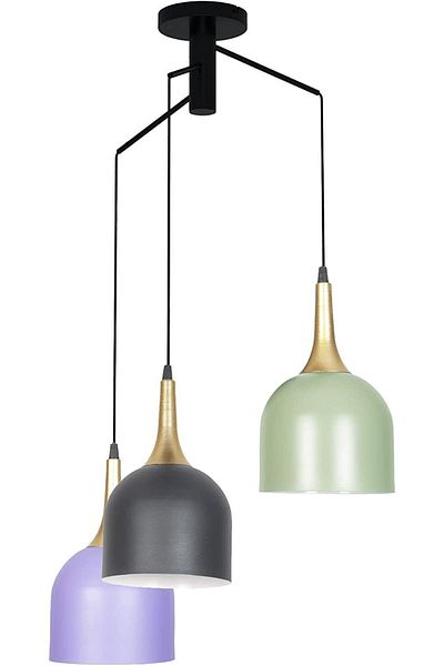 Fer Avize Reina 3-Piece Lilac Black Green Chandelier - Authentic Design Living Room Cafe Kitchen Children's Room