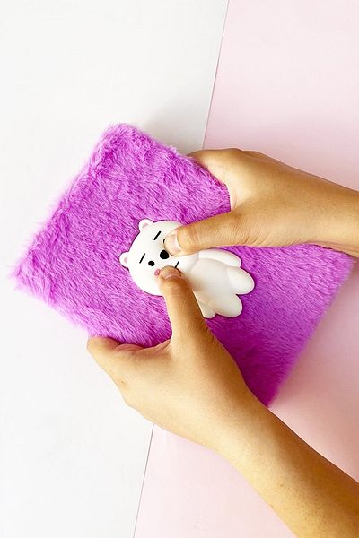 muustie Cute Squishy Plush Teddy Bear Striped Note-Memoir-Memoir Book