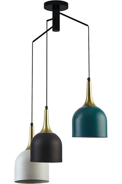 Fer Avize Reina Black Color Body Authentic Case Mix Metal Pendant Lamp Cafe - Kitchen 3-Piece Chandelier