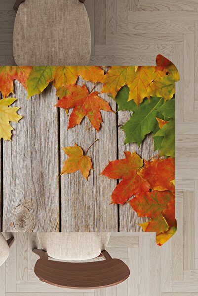 Viva Home Față de masă din catifea din pene de trandafir, lavabilă, rezistentă la pete, cu frunze de platane 3d Mso080