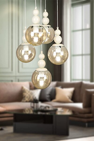 Begüsa Sonsuz 5.li Avize Beyaz Bal Cam