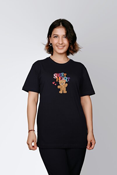 ErTaPassage Μαύρο γυναικείο μπλουζάκι Sweet Heard με τύπωμα - T4164835