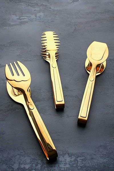ÖzSa Home Set of 3 Serving Presentation Pasta Cake Salad Cake Tongs Set