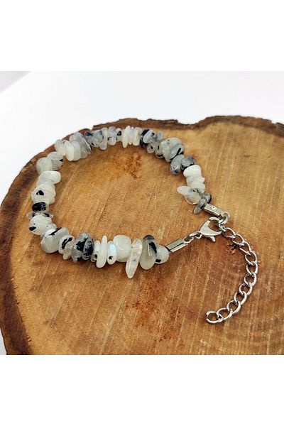 ByKolyeucum Natural Moon Stone Natural Broken Stone Zodiac Bracelet