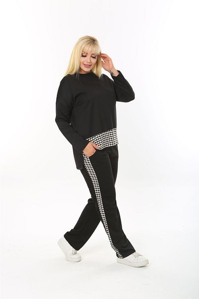 Mezura Autumn / Winter Large Size Two Thread Fabric 2-Piece Bottom Top Tracksuit Set