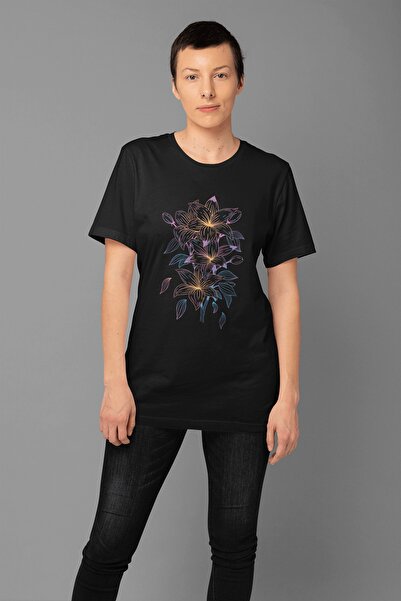 ErTaPassage Liliacee negre cu imprimeu Femei tricou - T8134752