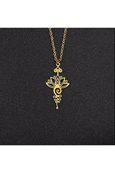 GÜMÜŞ 24 Ayar Has Altın Kaplama Lotus Çiçeği Kolye
