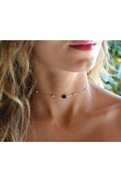 TakıConcept Koç Burcu Hematit Doğal Taşlı Choker Kolye