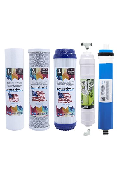 Aquatime Açık Kasa Su Arıtma Cihazı Filtreleri 5li Filtre Seti Çift Karbonlu